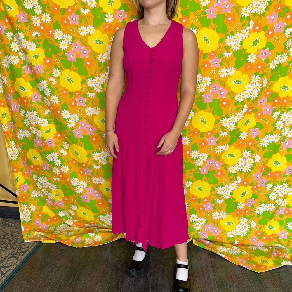 Vintage 90s hot pink midi dress Sheri Martin size 6